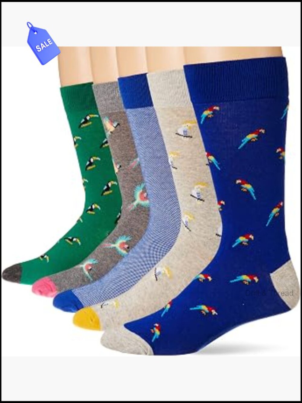 Men's Patterned Cotton Crew Dress Socks 5-Pack Calf Length Work Casual